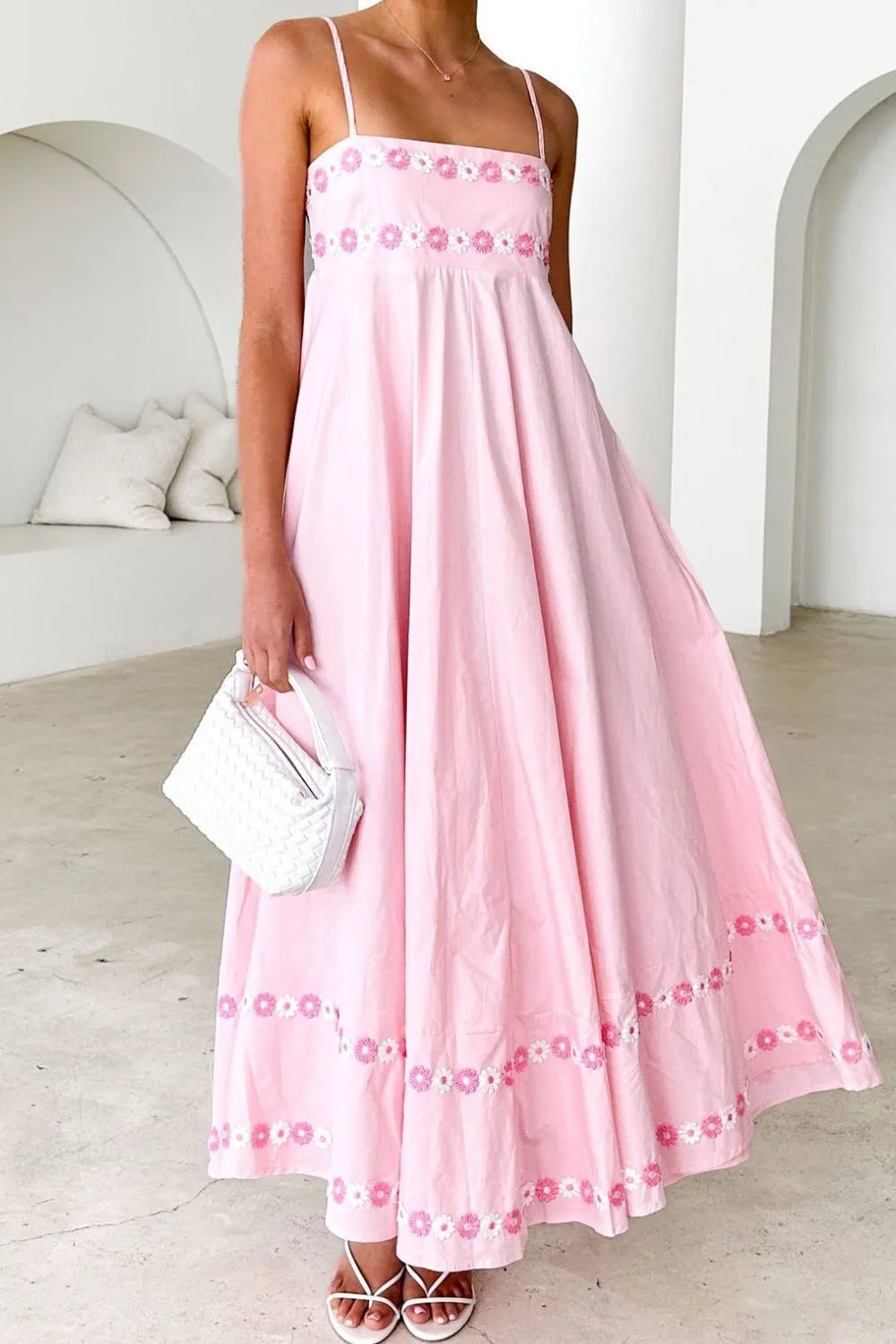Maxi Dress Floral Embroidered Spaghetti Strap Ruffled A-Line Party Blush Pink 5bf2f1c7-107a-4542-9966-201f72b53196-Max-Origin Trendsi