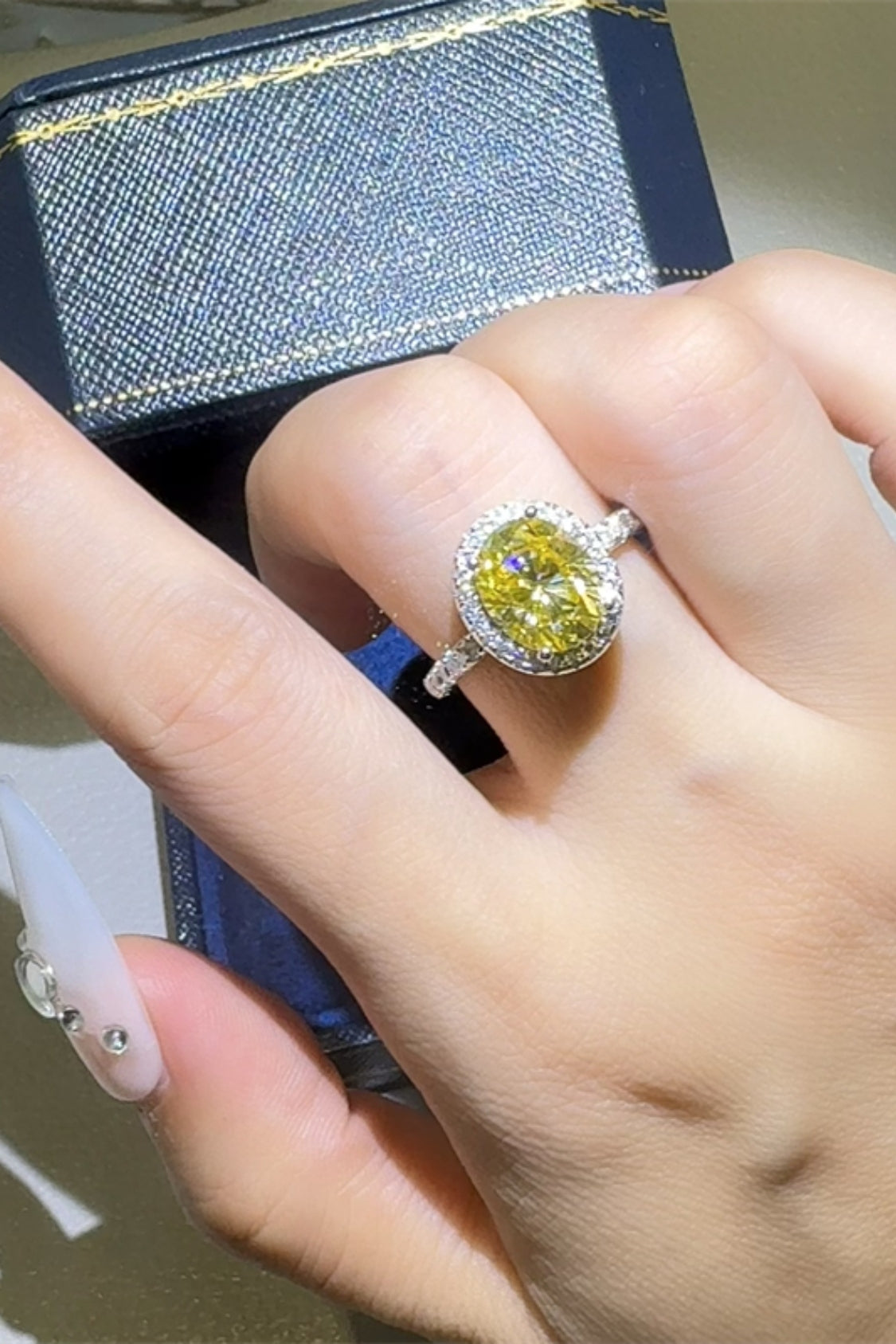 3 Carat Ring Moissanite Stone 925 Sterling Silver Women Jewelry with Box Yellow 5bfae078-2528-4888-b012-fbf0942670ac-Max Trendsi