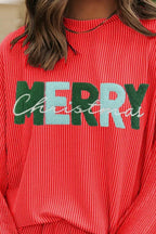 Outfit Set MERRY CHRISTMAS Round Neck Long Sleeve Top and Shorts Set 5c16a452-8248-4c5a-a23b-13be107c0b8c-Max Trendsi