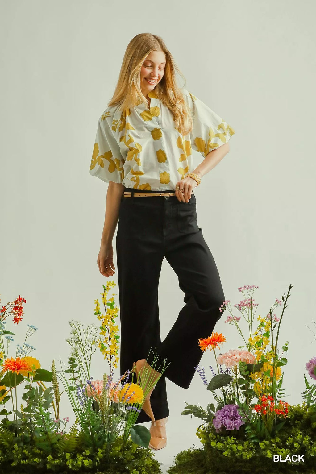 Umgee Pants Black Button Stretched with Pockets Black 5c23ae0e-395f-4ce0-a145-01f45073351e-Max-Origin Trendsi