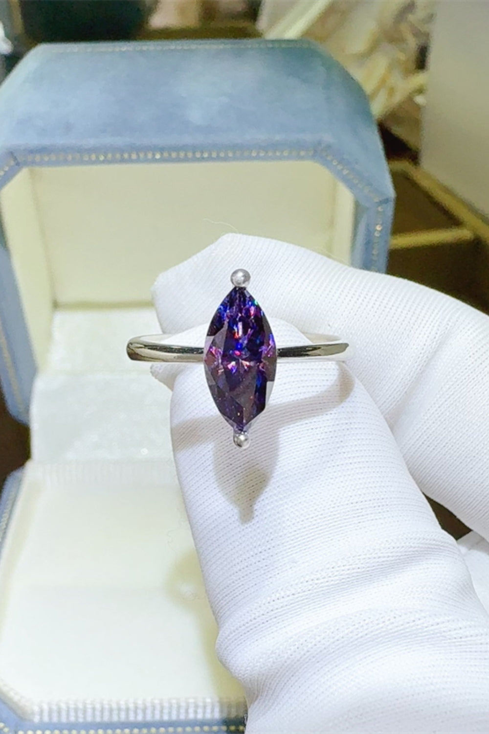 Silver Ring 2 Carat Moissanite Violet Thin Oval 925 Sterling Elegant Jewelry 5c2d5b0c-574a-471b-8a48-5600df3ae07f-Max Trendsi
