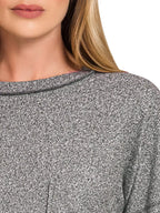 Zenana Womens T-Shirt Black Soft Melange Hacci Round-Neck Long Sleeve 5cb661a9-3b67-431c-9fa1-566dcb8cda7f-Max-Origin Trendsi
