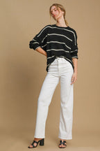 Umgee USA Wool Blend Sweater Striped Women Round Neck Long Sleeve 5cd4aca2-08cb-4ca5-bf80-8ecd3599e10c-Max Trendsi