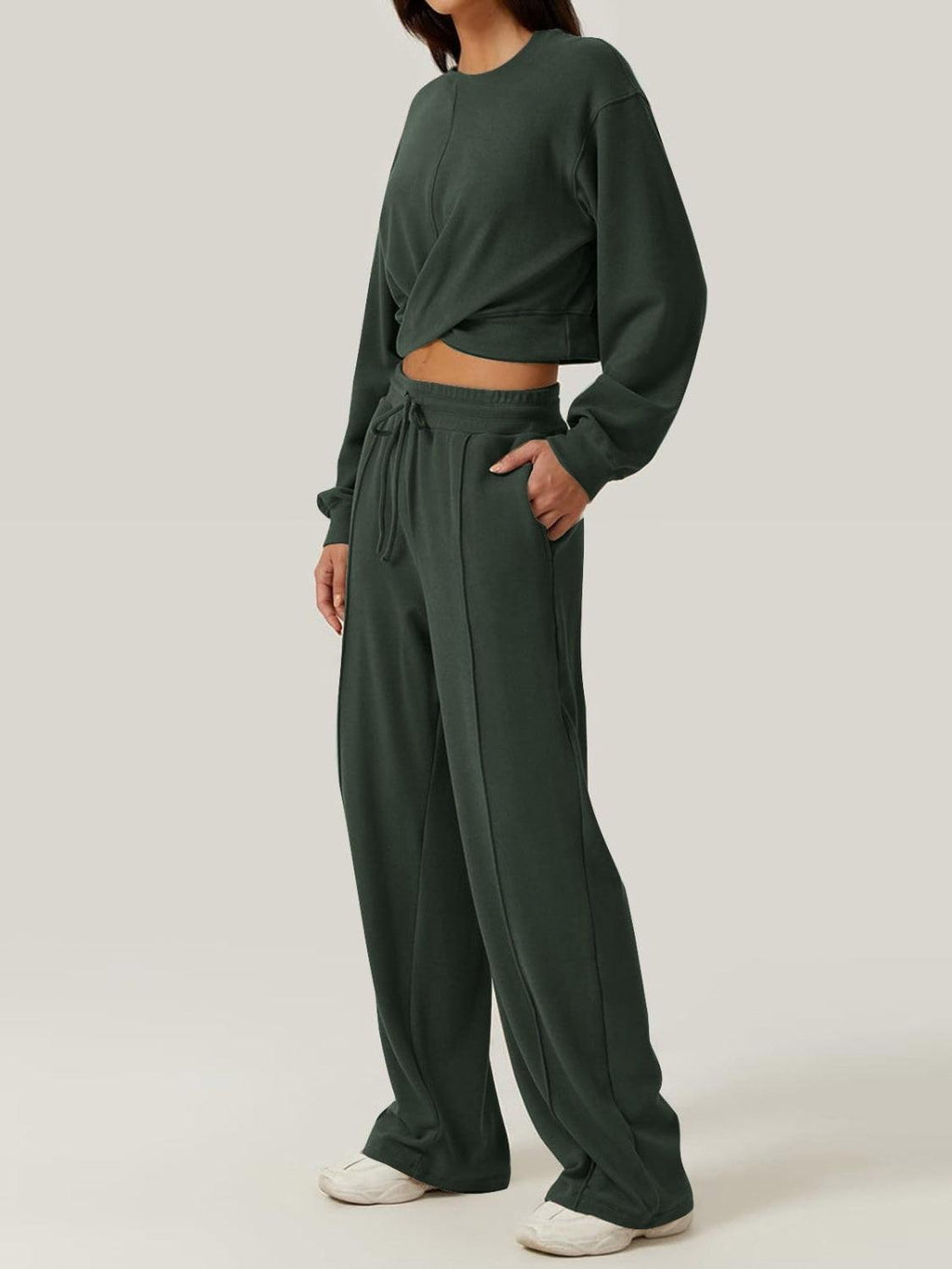 Outfit Set Crisscross Twist Round Neck Top and Drawstring Pants Set 5cd9d314-f4d7-43ab-adac-df40fdb0ee2d-Max Trendsi