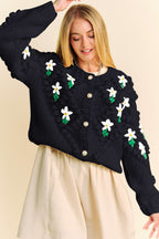 Davi & Dani USA Cardigan Black Floral Embroidery Button Down Sweater 5ce45a99-5df9-4cb6-afb8-d15c8eb6b35e-Max Trendsi