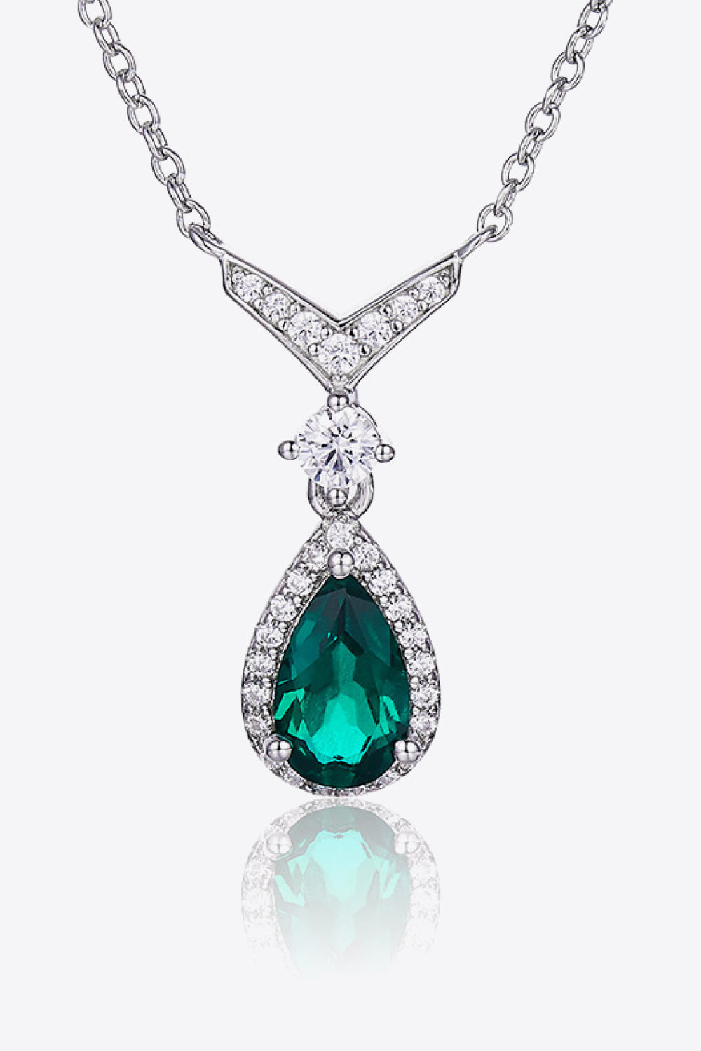 Murray Necklace 0.73 Carat Lab-Grown Emerald Teardrop Stone 925 Silver Plated Dark Green One Size 5cf684d9011d4f5bb2f9b7f3bd078eb4-Max Trendsi