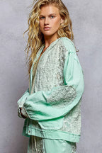 POL Woemens Jacket Exposed Seam Mint Blue Hooded with Floral Lace Detail 5d07d227-e857-4a15-893a-3b3294e8bd70-Max-Origin Trendsi
