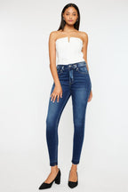 Kancan US Skinny Jeans High Rise Ankle Washed Raw Hem Denim Pants Dark 5d1487fc-7de7-47c9-902c-8e0ee0a74696-Max Trendsi