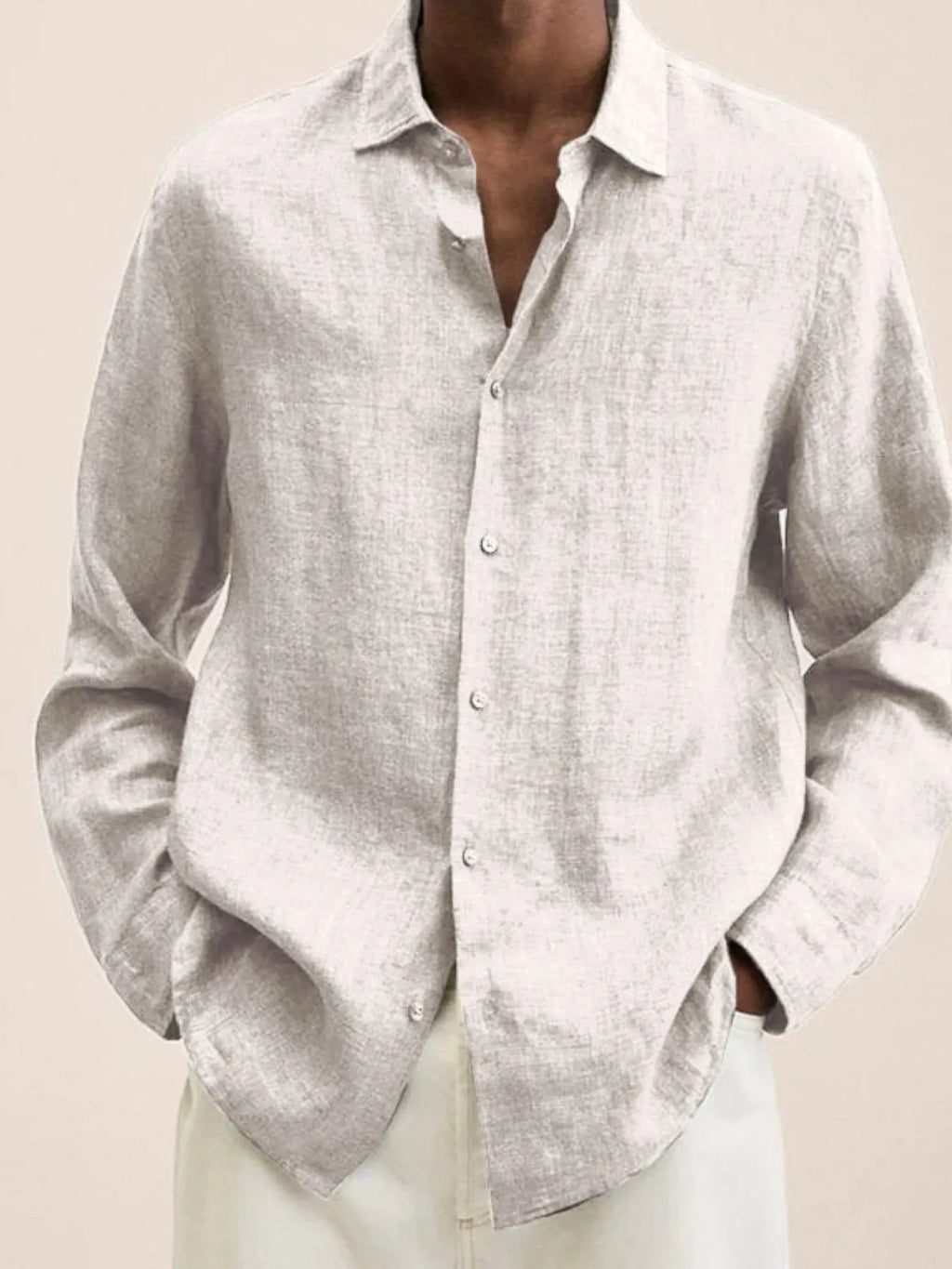 Men's Shirts Cotton Blend Classic Solid Long Sleeve Tops Lightweight S-4XL White 5d4c2e47-835b-4cf2-be1d-2714696fd276-Max-Origin Trendsi