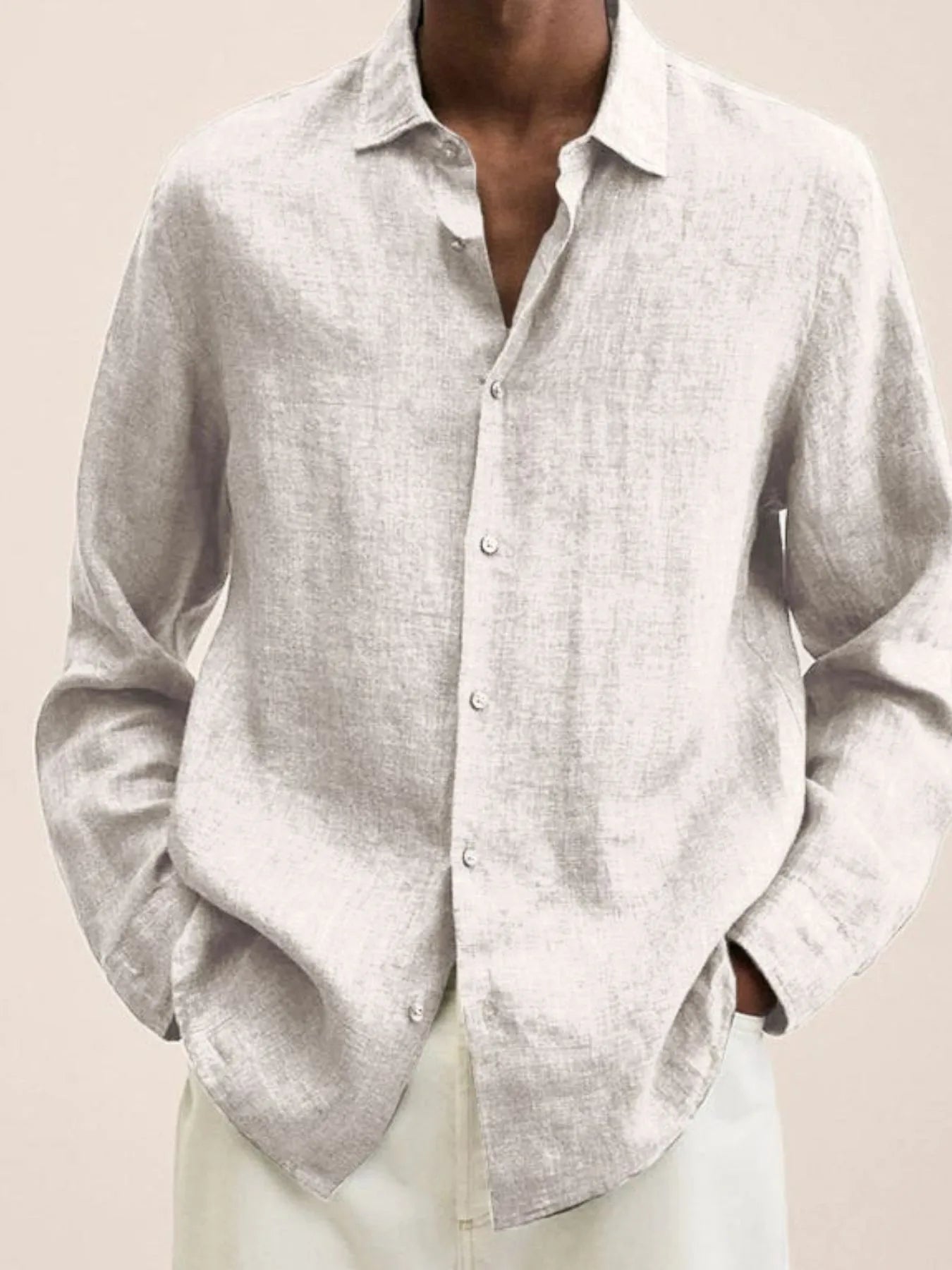 Men's Shirts Cotton Blend Classic Solid Long Sleeve Tops Lightweight S-4XL White 5d4c2e47-835b-4cf2-be1d-2714696fd276-Max-Origin Trendsi