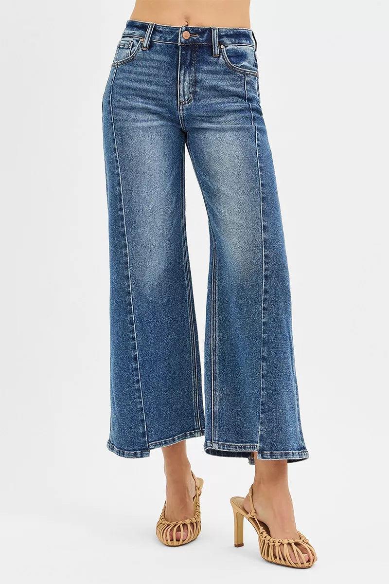 RISEN High Rise Crop Wide Leg Jeans with Step Hem 5d5267275e6f458fb432ce706ca09057-Max-Origin Trendsi