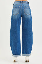 RISEN Womens Barrel Double Roll Up Jeans Mid Rise Dark Wash Plus Sizes 5d533c4f274245fd9b3e894bbaca70e6-Max-Origin Trendsi