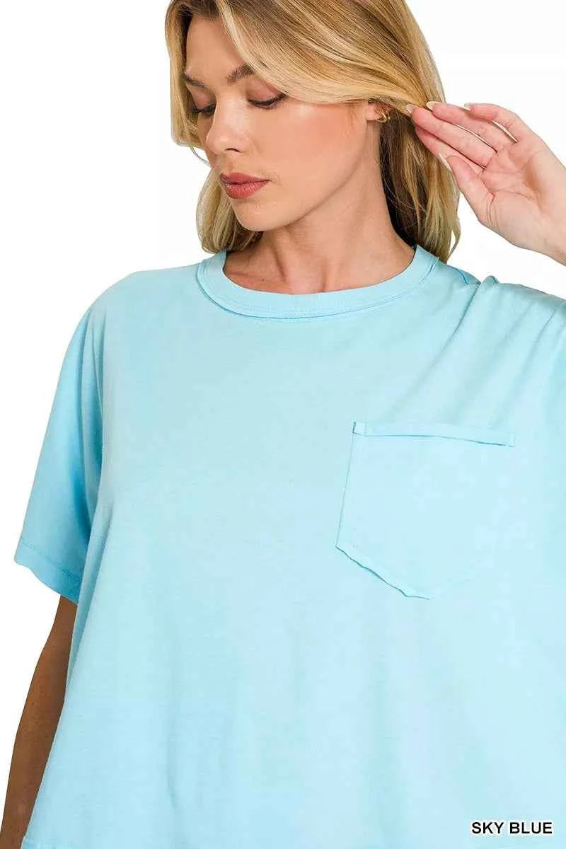 Zenana Exposed Seam Boxy Top