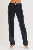 RISEN omens Corduroy Pants Mid Rise Straight Leg Tummy Control Midnight 5dc360439567489c8238cd04408f0d6d-Max-Origin Trendsi