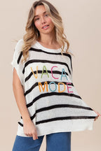 BiBi Knit Top Vacay Mode Embroidery Drop Shoulder Striped Sweater 5dc88caa627f486d9172f69aa5082274-Max-Origin Trendsi