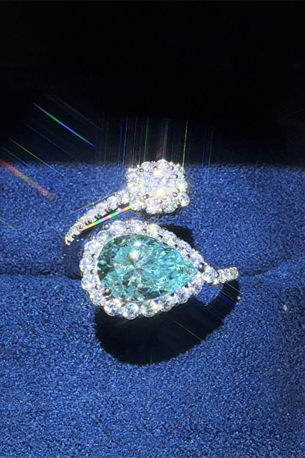 Silver Bypass Ring Turquoise 2 Carat Moissanite Stone 925 Sterling Jewelry 5dcc1530-d3cc-48c8-914f-dfe0f53aa3a2-Max Trendsi