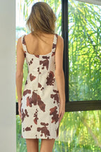 BiBi Mini Dress Cow Print Mocha Elastic Shoulder Strap 5e250be174814249a7d771929bfa51d0-Max-Origin Trendsi