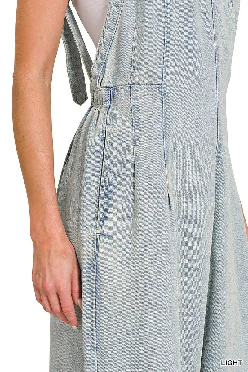 Zenana Denim Overalls Light Washed Wide Leg Cotton Jumpsuit 5e424e19a186403da1c482caec7a876b-Max-Origin Trendsi