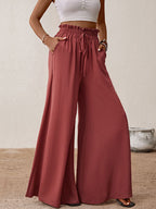 Perfee Wide Leg Pants Frill Tied Waist Women Rust Trousers with Pockets 5e549d0f-d6e1-46ed-a206-6ae0d4bfae9e-Max Trendsi