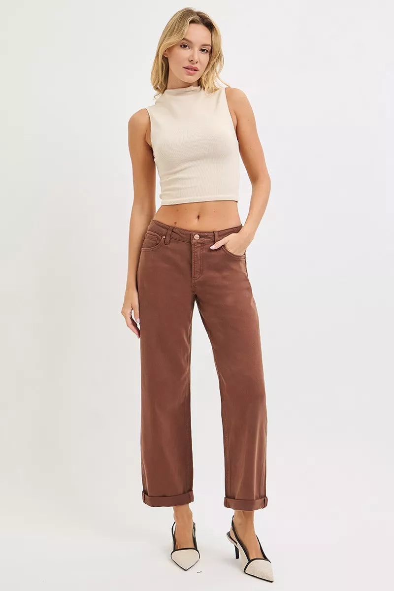 RISEN Baggy Pants Brown Tummy Control Mid Rise Ankle Barrel Plus Sizes 5e6128fcf1dc4f939e36119a26e6d580-Max-Origin Trendsi