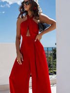 Women's Jumpsuit Wide Leg Cutout Halter Neck Backless Zipper Overall 5e73547d-8521-47d3-a3c0-316b7359658e-Max-Origin Trendsi