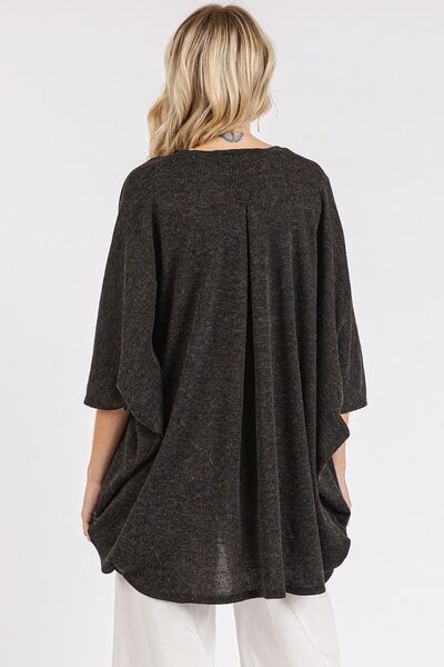 Mittoshop Cardigan Open Front Batwing 3/4 Sleeve Black 5e7ecfb4-c7d2-4583-9641-002174a076f3-Min Trendsi