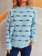Striped Sweater Round Neck Long Sleeve Soft Knitwear 5e937ed3-295a-49b4-a50f-50e506362d9d-Max Trendsi