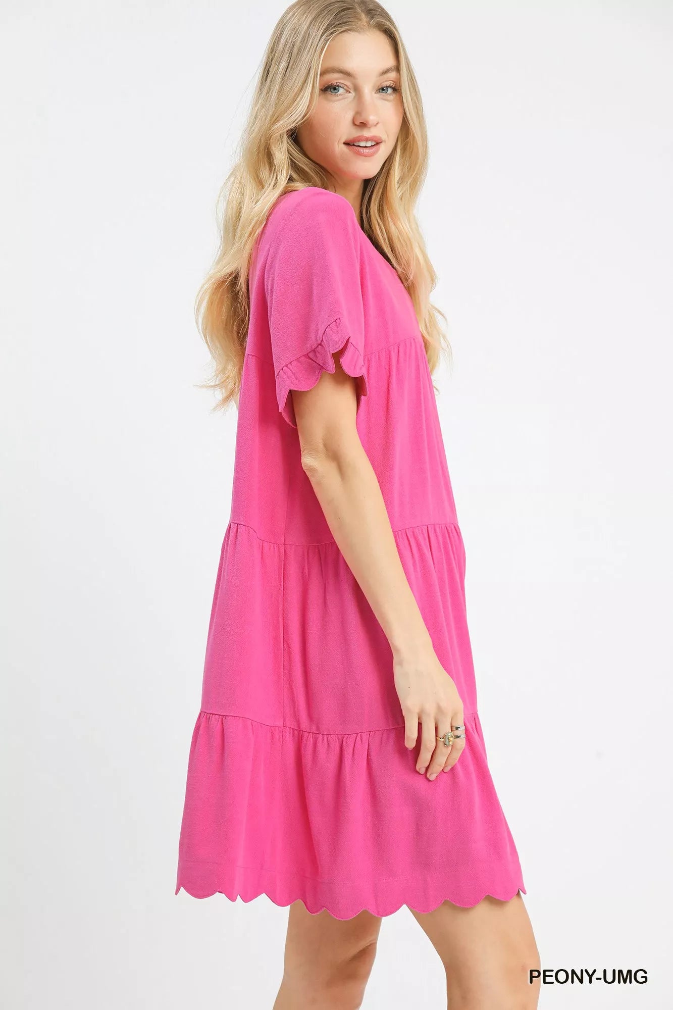 Umgee Linen Tiered Babydoll Dress with Ruffle Sleeves 5ea06c9b-cff9-492c-ba37-1f0281b4078c-Max-Origin Trendsi