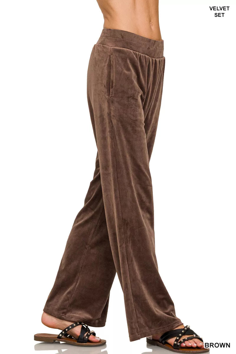 Zenana Womens Outfit Set Velvet Brown Zip Up Hoodie and Pants 5eaceb92-fa7b-4109-97d0-cc2651cf5295-Max-Origin Trendsi