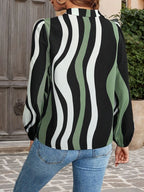 Women's Blouse Sage Striped Notched Long Sleeve Top 5ecc3b06-60ca-48f9-897f-4e6757fa0eb5-Max-Origin Trendsi