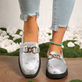 Women's Loafers Stylish Round Toe Block Heels for Comfort and Elegance Shoes Silver 5eff28950c35461e9ece09faf0d46046-Max-Origin Trendsi