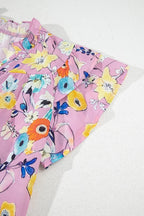 Floral Blouse Colorful Printed Notched Double Layered Ruffle Sleeve Top 5f2ccd69-e831-47df-a3fa-d0efcbe1fd23-Max-Origin Trendsi