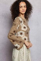 POL Crochet Cropped Top Floral Mocha Weave Pattern with Beads Detail 5f2d23f1-1552-49d9-8d7f-27f57be10c94-Max-Origin Trendsi