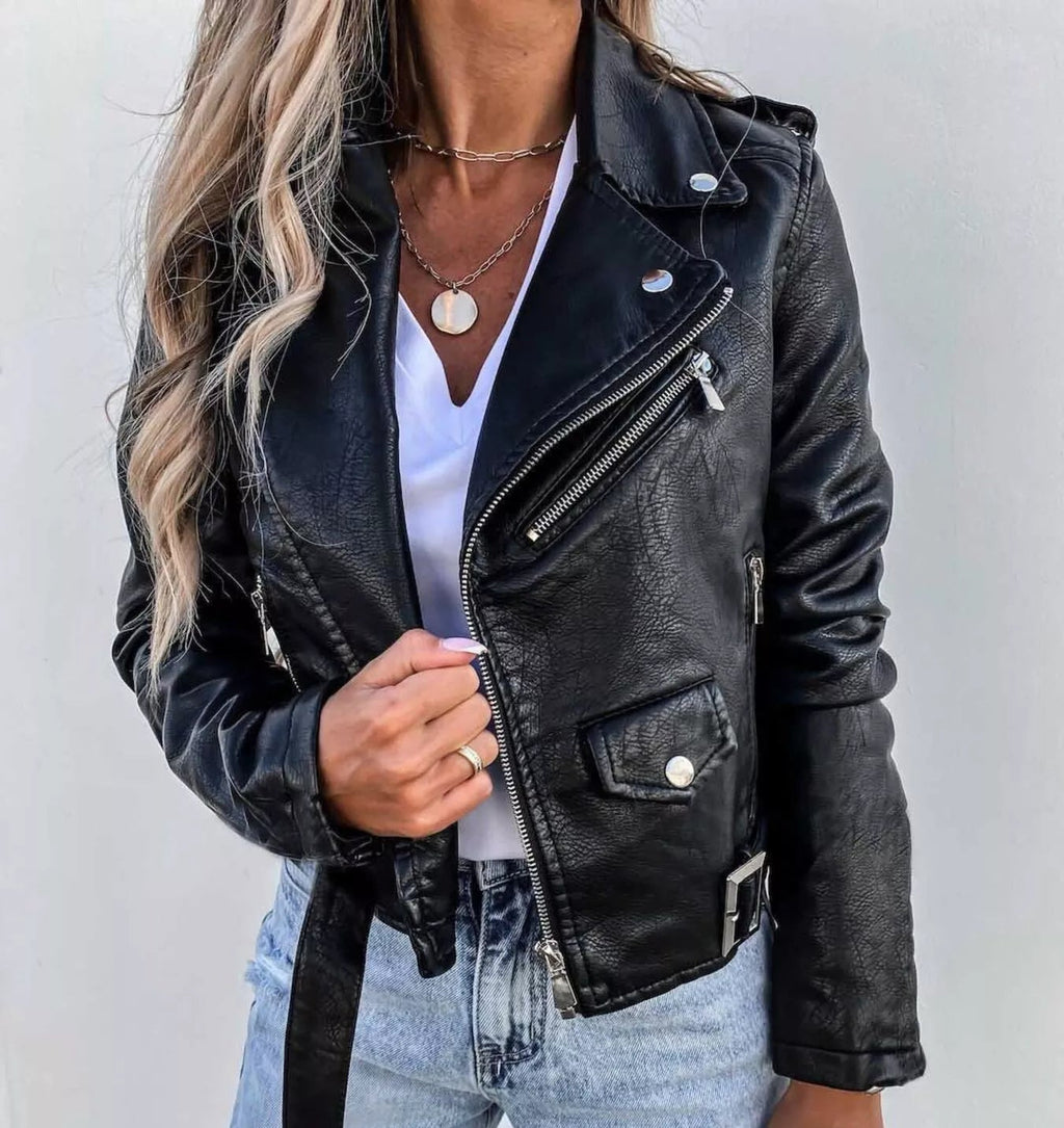 Women's Pu Leather Motorcycle Biker Jacket Zip Up Pocketed Outwear 5f72da95a5ef4ff0bcb30ad314e24230-Max-Origin Trendsi