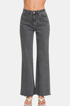 Zenana Women Bootcut Jeans Dark Gray Acid Washed Frayed Hem Denim Pants 5f7b8121-5ef4-42c9-b97b-fcbdf8e29bef-Max Trendsi