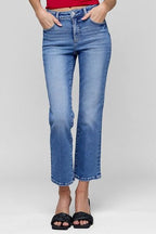 RISEN Women's Jeans High Rise Crop Straight Tummy Control Medium Wash Denim Medium 5f847939-f77e-49e4-af14-0442762a3486-Min Trendsi