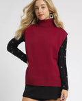 Umgee Women's Sweater Sleeveless Ruby Red High-Low Turtleneck Top RUBY 5f8e37cb-521b-4a4f-be75-ac0a15edf572-Max-Origin Trendsi