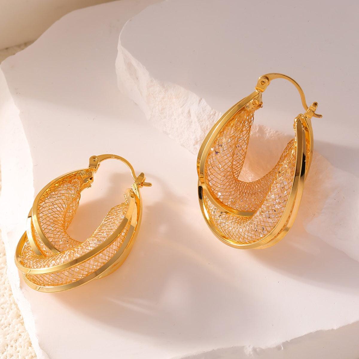 Earrings 18K gold-plated Copper Glass Stone U Shape Jewelry 5f8ee83e-0a69-4034-9a6b-1ff49f92255a-Max Trendsi