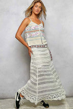 POL Boho Crochet Knit Maxi Skirt