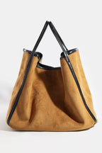Womens Tote Fame Accessories Suede Faux Leather Trim Shoulder Strap 5fad5fd2c0384362aaab5b098a0fad3d-Max-Origin Trendsi