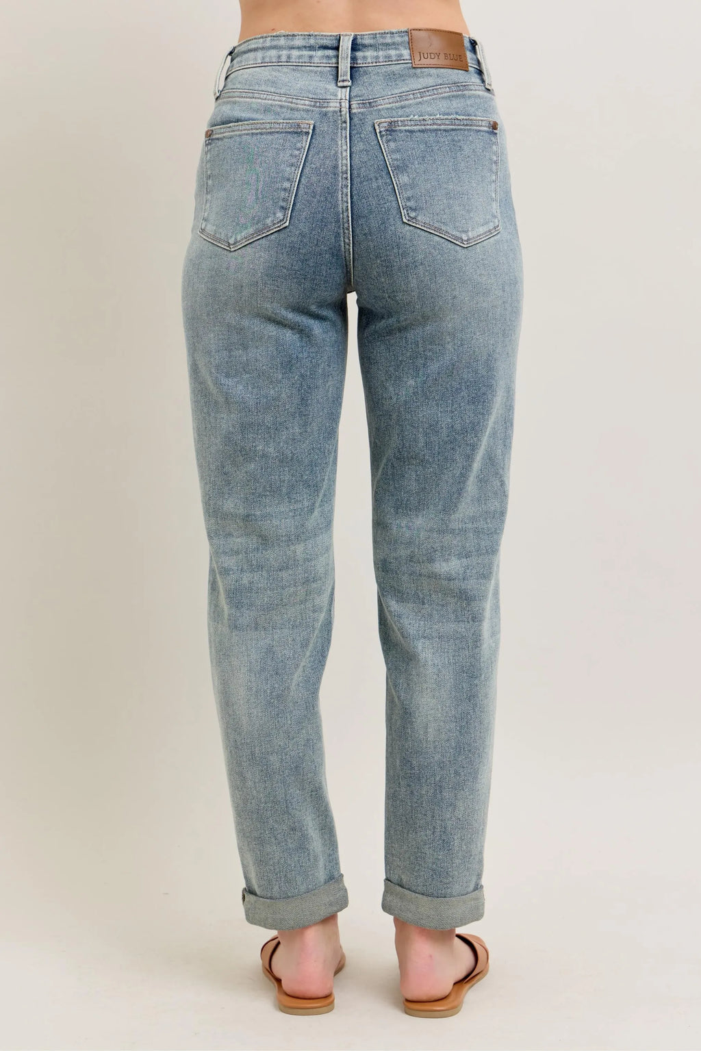 Judy Blue Jeans High Wasited Medium Wash Double Roll Cuff Bf Denim Pants 5fb11df79a3e4f8cac49fb42909f6012-Max-Origin Trendsi