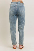 Judy Blue Jeans High Wasited Medium Wash Double Roll Cuff Bf Denim Pants 5fb11df79a3e4f8cac49fb42909f6012-Max-Origin Trendsi