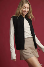 Umgee Womens Black Zip-Up Sweater Vest with Ribbed Trim 5fbca8d5-c80a-4ae8-8619-2b1c376ed83c-Max-Origin Trendsi