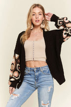 ADORA Crochet Cardigan Black Multi Color SLong leeve BLACK 5fcd57416bac4120a87fa9587d5d8a8d-Max-Origin Trendsi