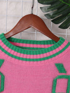 Women's Sweater Contrast Round Neck Long Sleeve Oversized Ribbed 5fecbfe9e52f4984abc39c7a98cc0a41-Max-Origin Trendsi