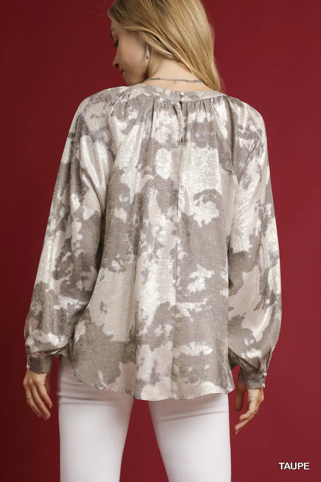 Umgee Blouse Metallic Fabric with Balloon Long Sleeves Top S-2XL 5fee4f6e-2c74-41db-8f62-1e68e9092cd5-Max-Origin Trendsi