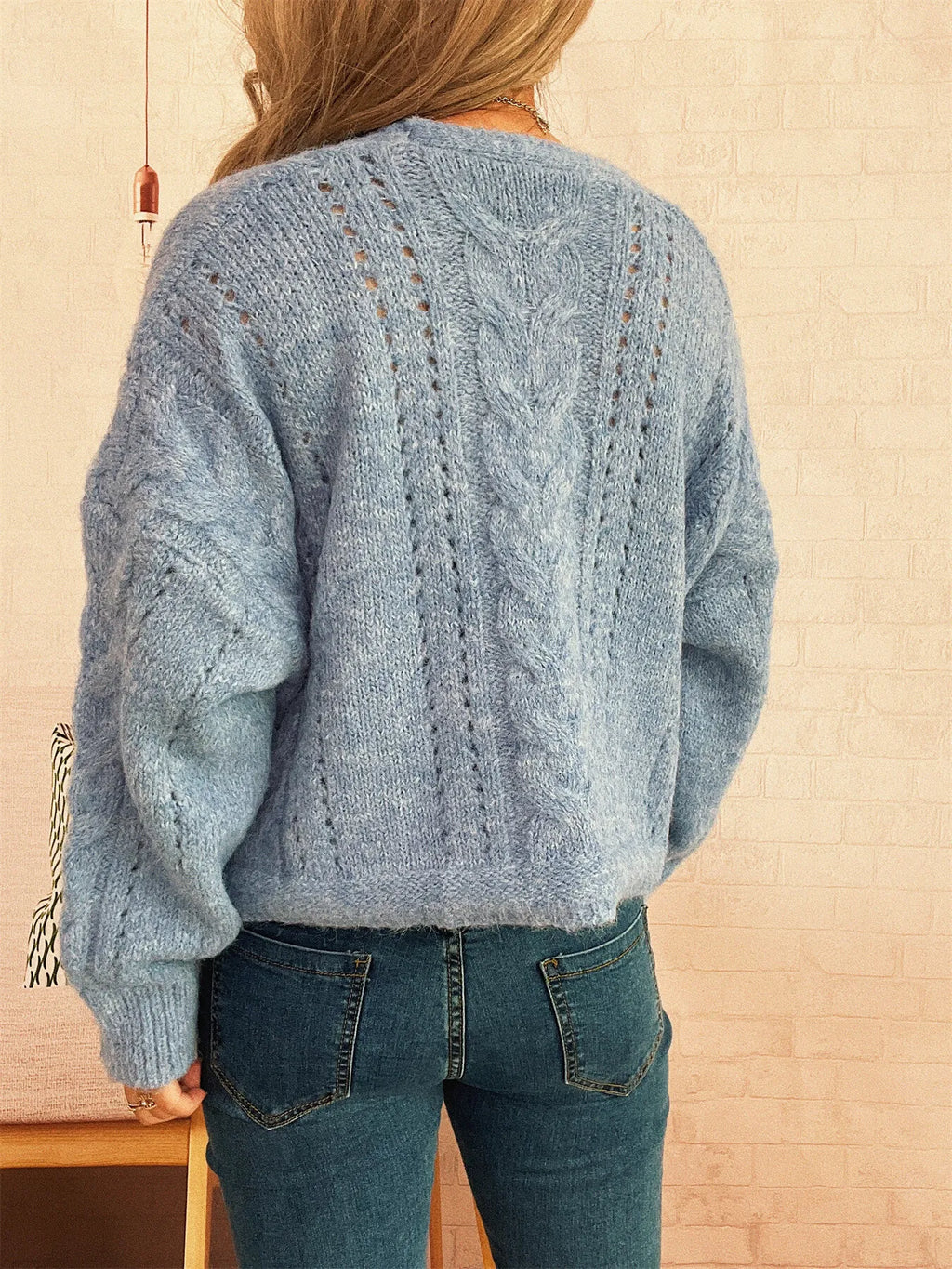 Women's Cardigan Cable Knit Button-Up Soft Knit Acrylic Long Sleeve 600d774269354fd786dbe1d87066c196-Max-Origin Trendsi