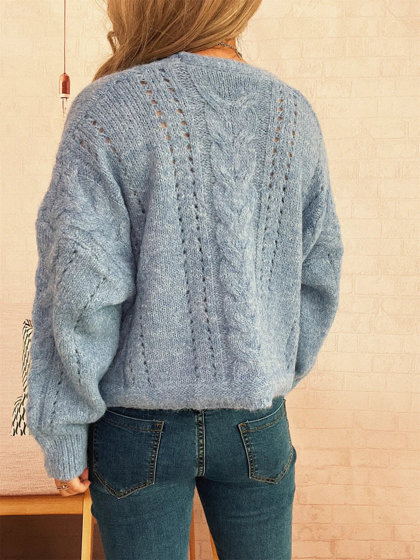 Women's Cardigan Cable Knit Button-Up Soft Knit Acrylic Long Sleeve 600d774269354fd786dbe1d87066c196-Max-Origin Trendsi