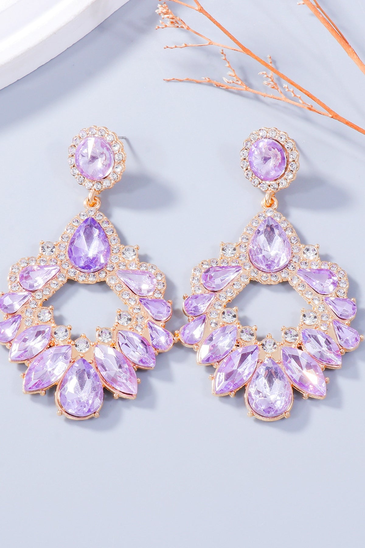 Dangle Earrings Alloy Rhinestone Teardrop Colorful Women Fashion Jewelry 60219154-58ac-43d0-9136-38dc3da183fe-Max Trendsi