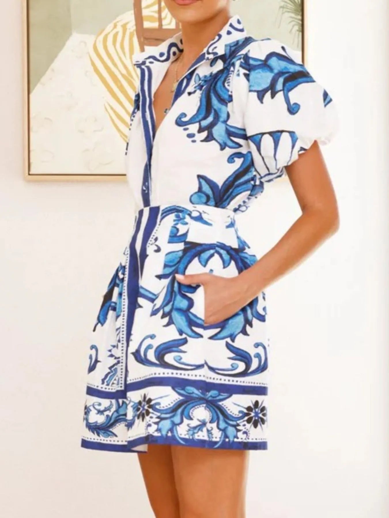 Women's Outfit Set Printed Top Puff Short Sleeve and Zip Back Skirt Sets 6031ad87-b133-4336-a0fa-d8d1fe21752f-Max-Origin Trendsi